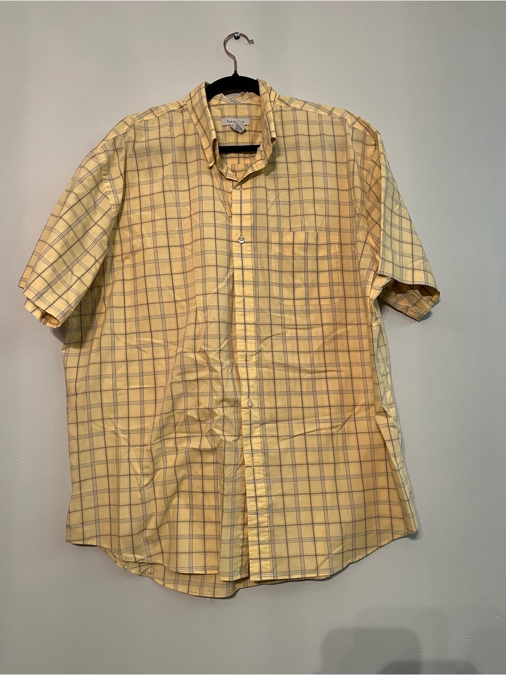 Van Heusen Yellow Plaid Short-Sleeve Button-Down Shirt